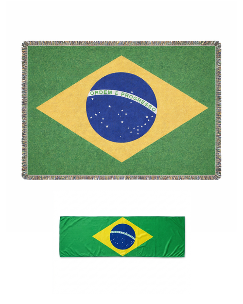 Brazil Fan Bundle – Flag Blanket + Cooling Towel | Limited Edition