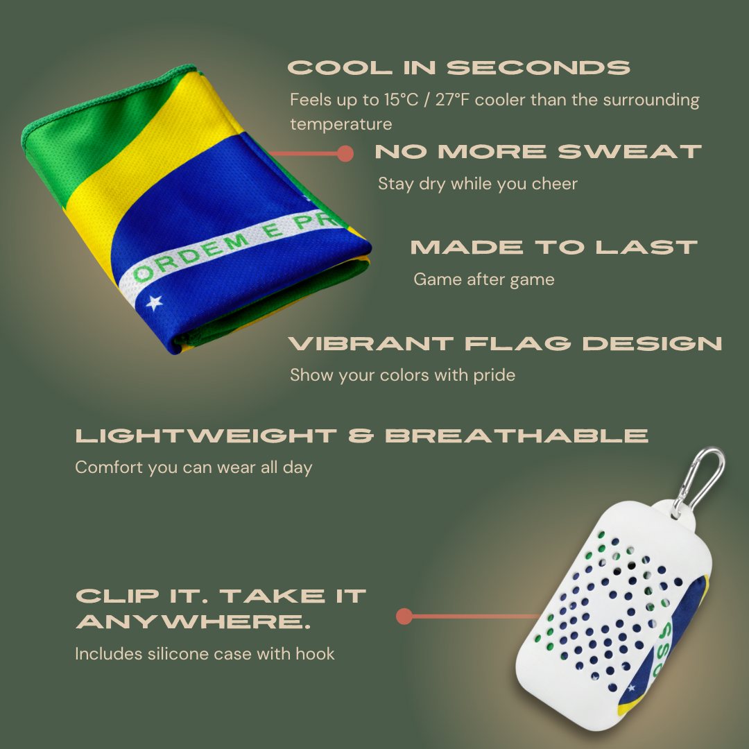 Sports Fans Cooling Towel with National Flag | 90x30 cm + Silicone Case